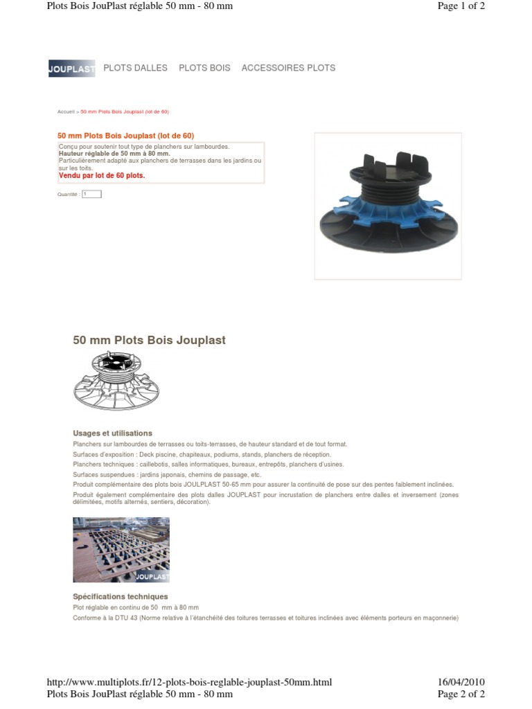 Decking Riser Pedestal Jouplast Solutions Constructives Terrasses