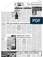 Concern Over Cellphone Radiation - Article in Asian Age - 30 April 2010 Page 11