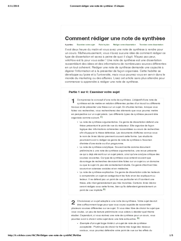 Comment Rédiger Une Note de Synthèse_ 15 Étapes  Langue française