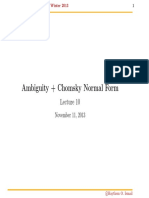 Ambiguity + Chomsky Normal Form: November 11, 2013