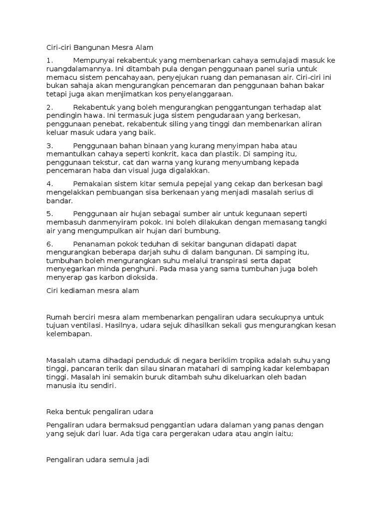 Ciri Ciri Rumah Mesra Alam