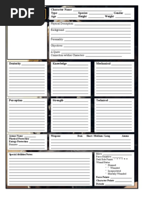 Star Wars D6 Character Sheet