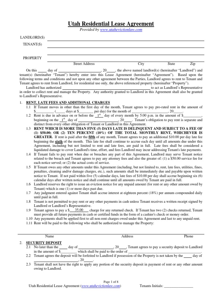 utah residential lease agreement.pdf Eviction Leasehold Estate