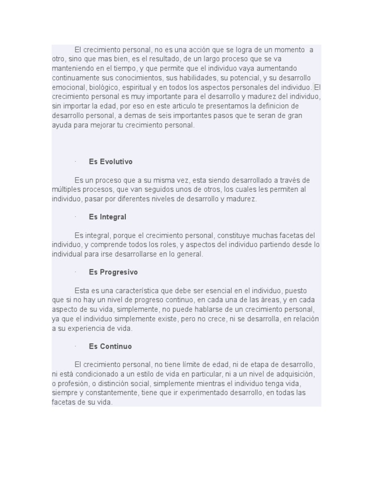 Pasos Clave para el Crecimiento Personal | PDF | Desarrollo personal ...