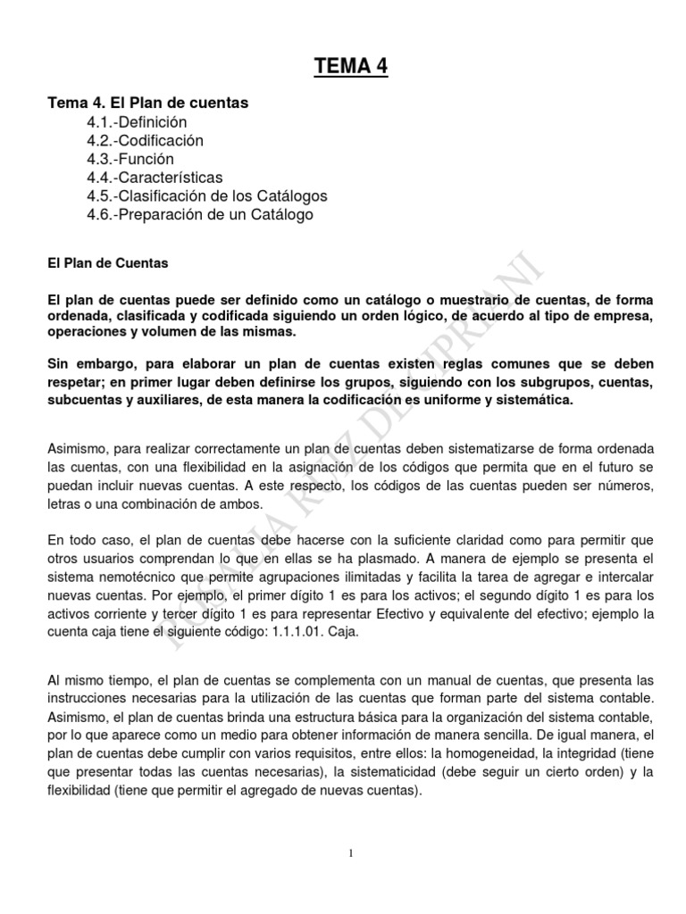 Elaboración del Plan de Cuentas Contable | PDF | Beneficio (economía ...