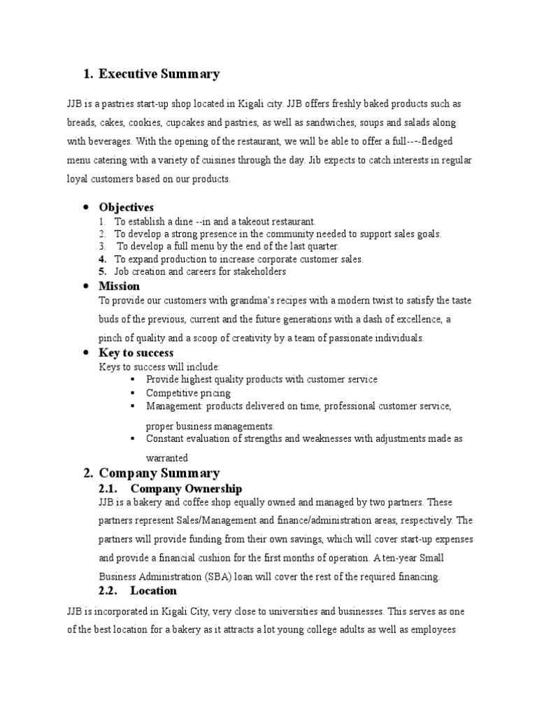 Confectionery business plan image