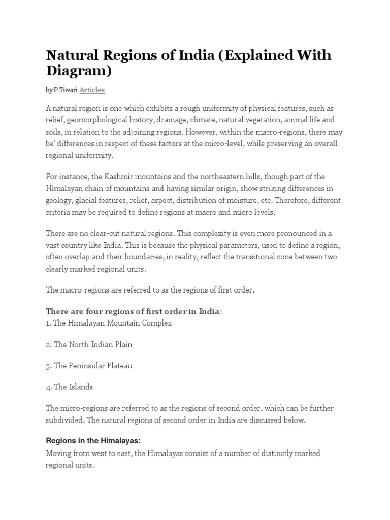 Natural Regions of India Explained | PDF | Himalayas | Monsoon