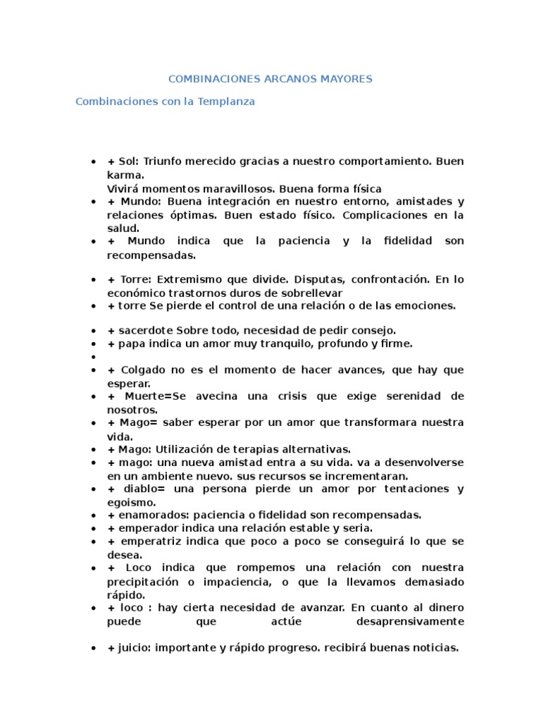 Combinaciones Arcanos Mayores Menores Marsella Pdf Felicidad Amor
