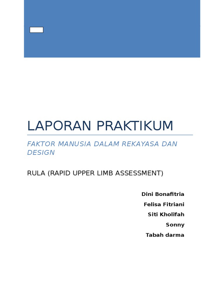 Contoh RULA dalam Praktikum Ergonomi | PDF | Karier & Perkembangan ...