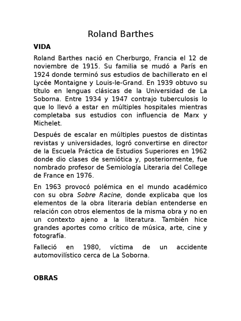 Roland Barthes | PDF | Semiótica | Lingüística