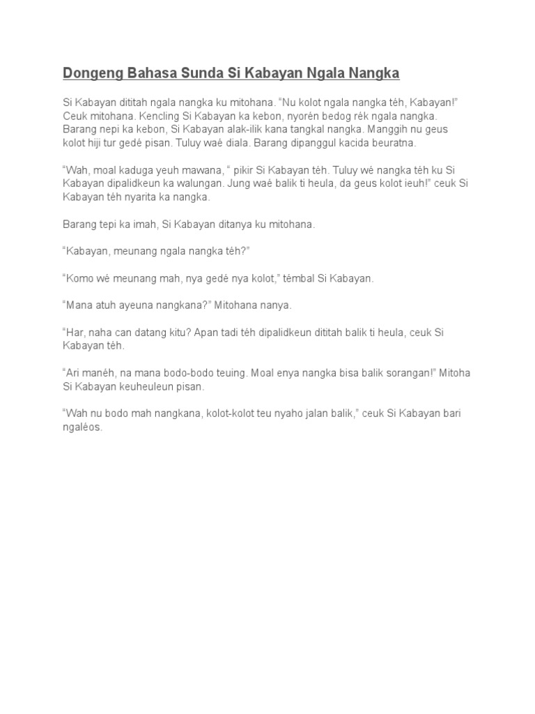 Cerpen Bahasa Sunda Si Kabayan Pigura