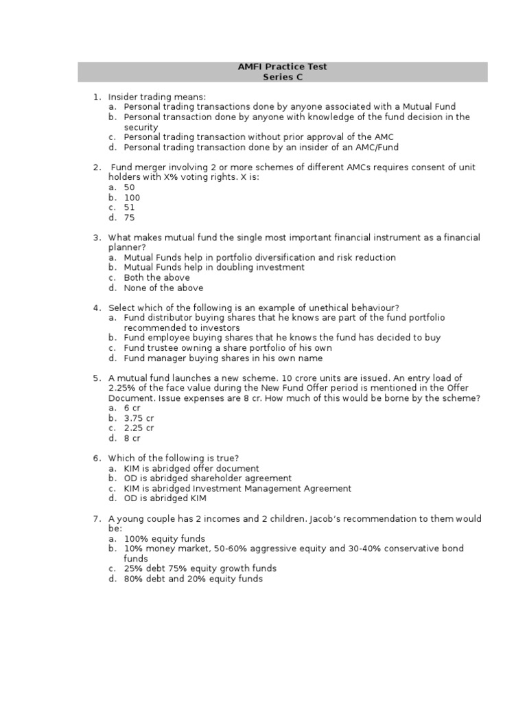 Amfi PT C Q&a | PDF | Mutual Funds | Investor