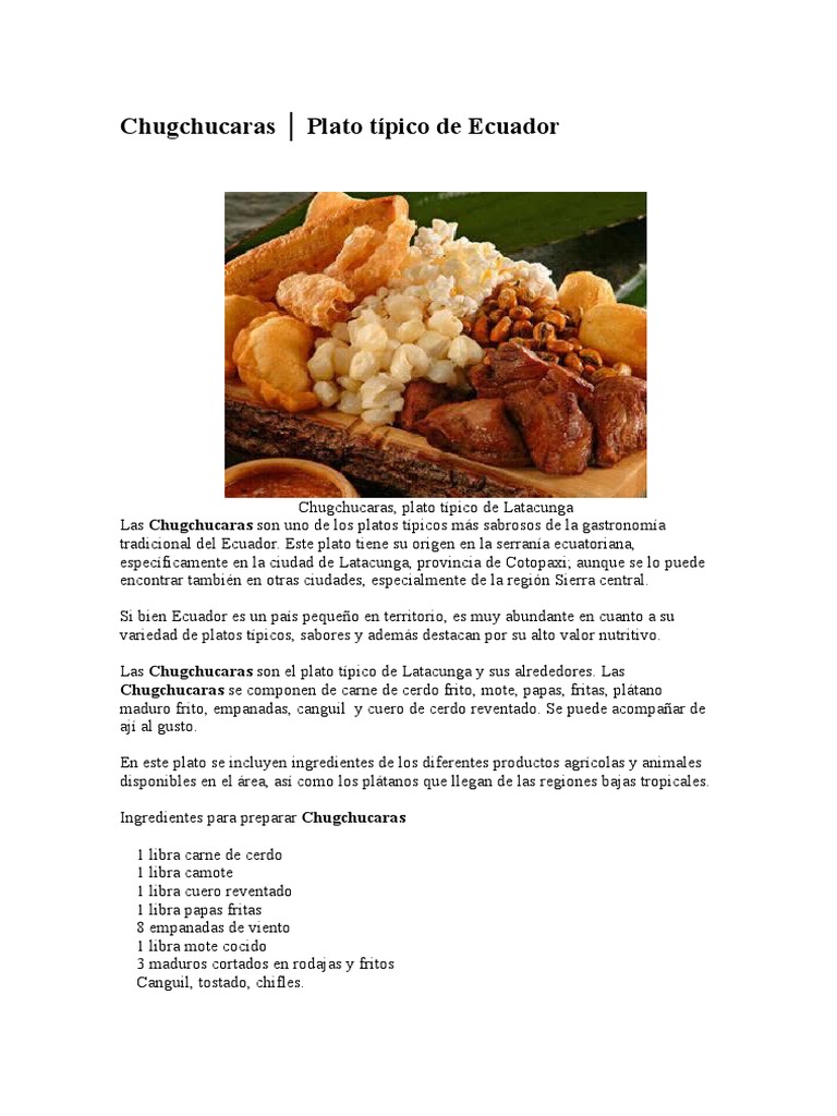 Chugchucaras: Plato Típico de Cotopaxi | PDF | Cocina, comidas y vino