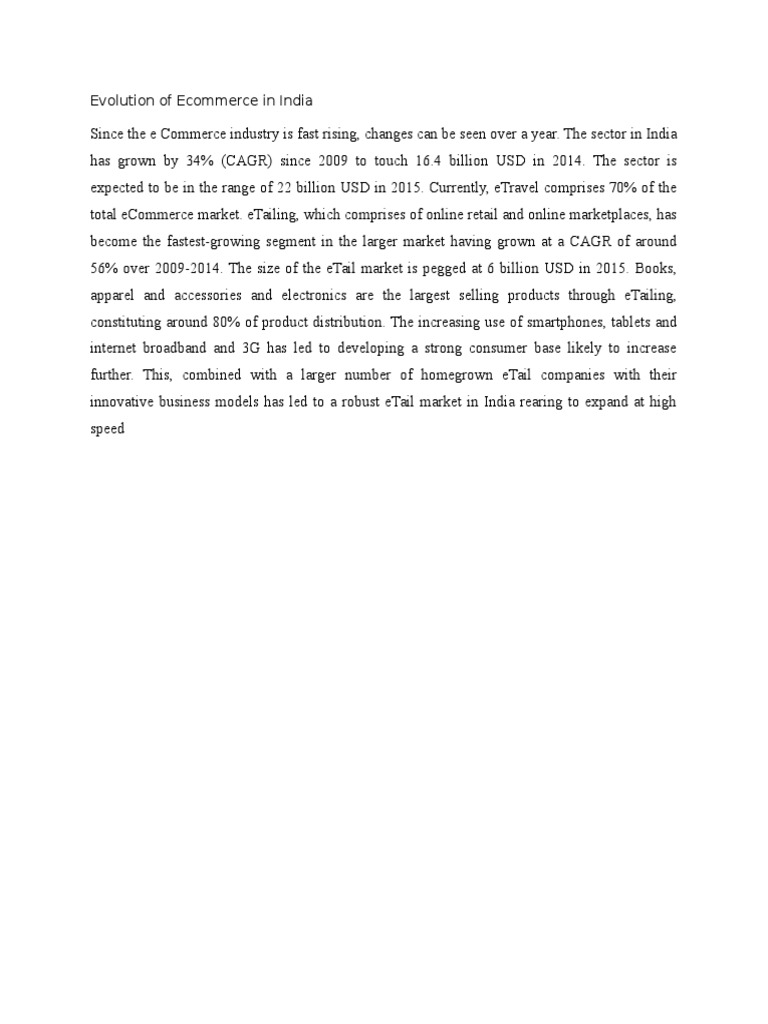 Evolution and Rebirth of Ecommerce in India | PDF | E Commerce | Online ...