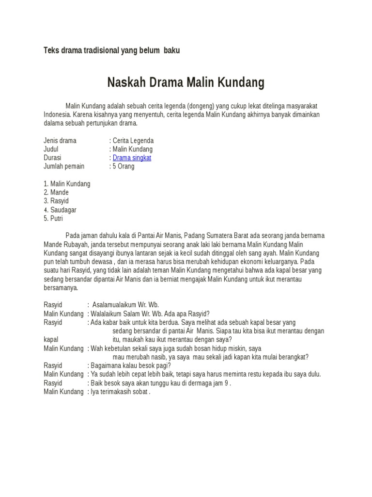 Naskah Drama Malin Kundang Pdf