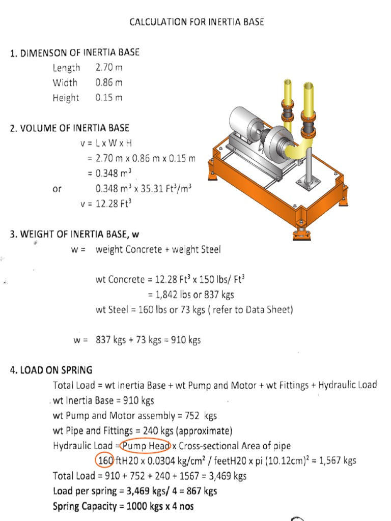 Inertia Base Calculation for Pumps | PDF