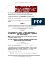 Ley Para Prevenir y Atender La Obesidad y Los Trastornos Alimenticios en El Distrito Federal