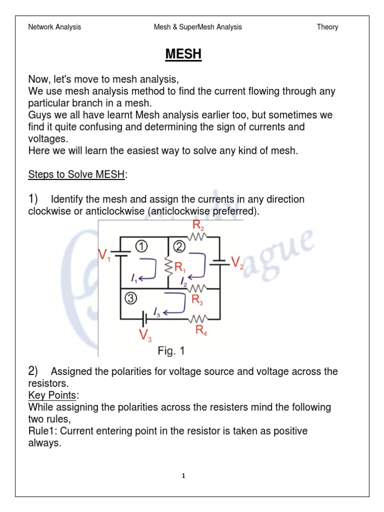 Network Analysis Mesh & Supermesh Analysis Theory | PDF | Network ...