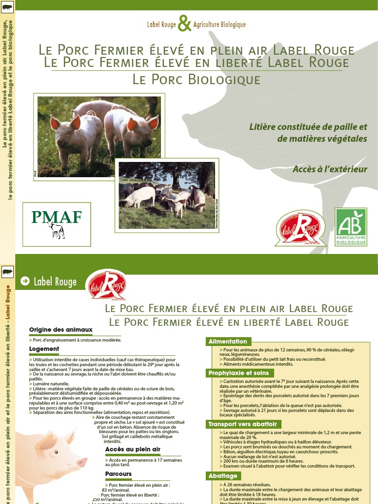 Fiche Porcs  PDF  Cochon domestique  Agriculture biologique