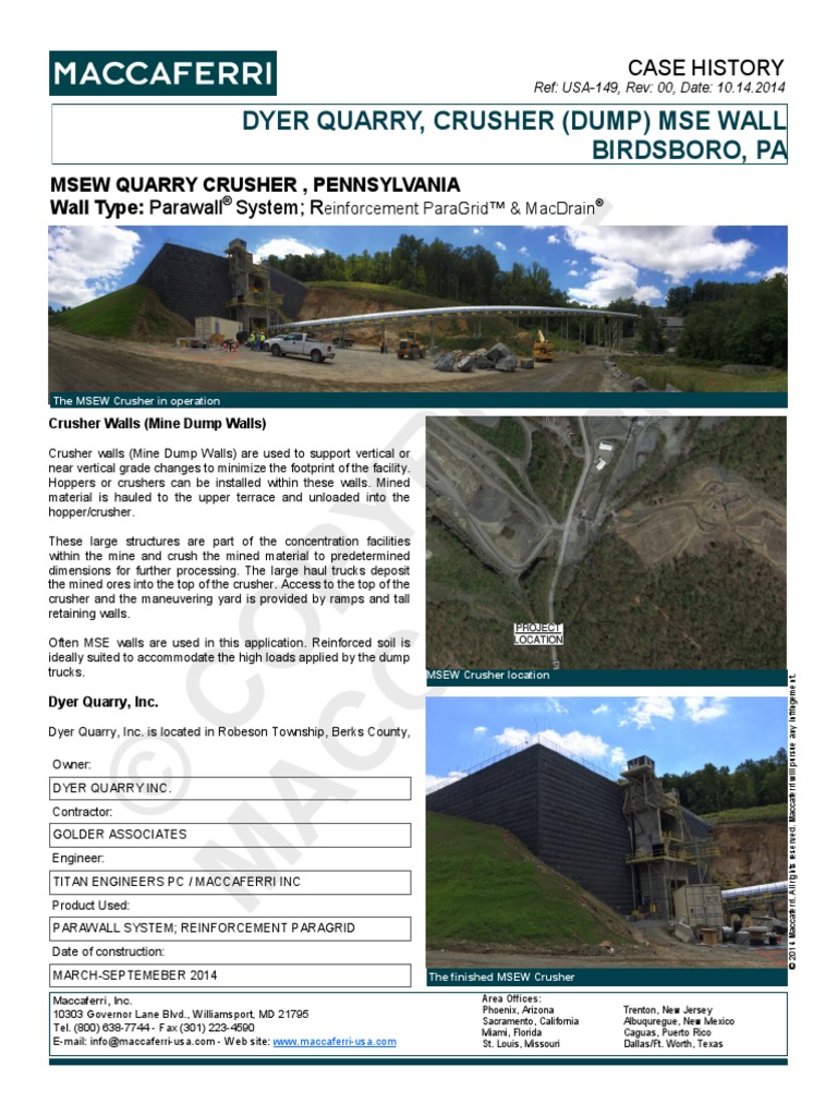 Primary Crusher Wall, Dyer Quarry, Birdsboro, PA Building Engineering