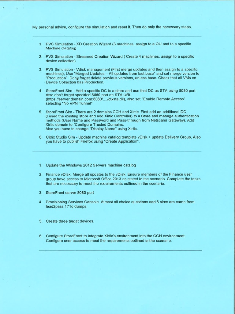Citrix Simulation Configuration Guide | PDF | Provisioning | Citrix Systems