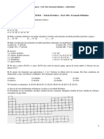 Lista de Exercícios Química Tabela Periódica