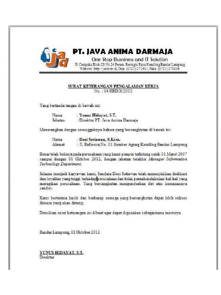 Contoh Surat Resmi Dari Perusahaan