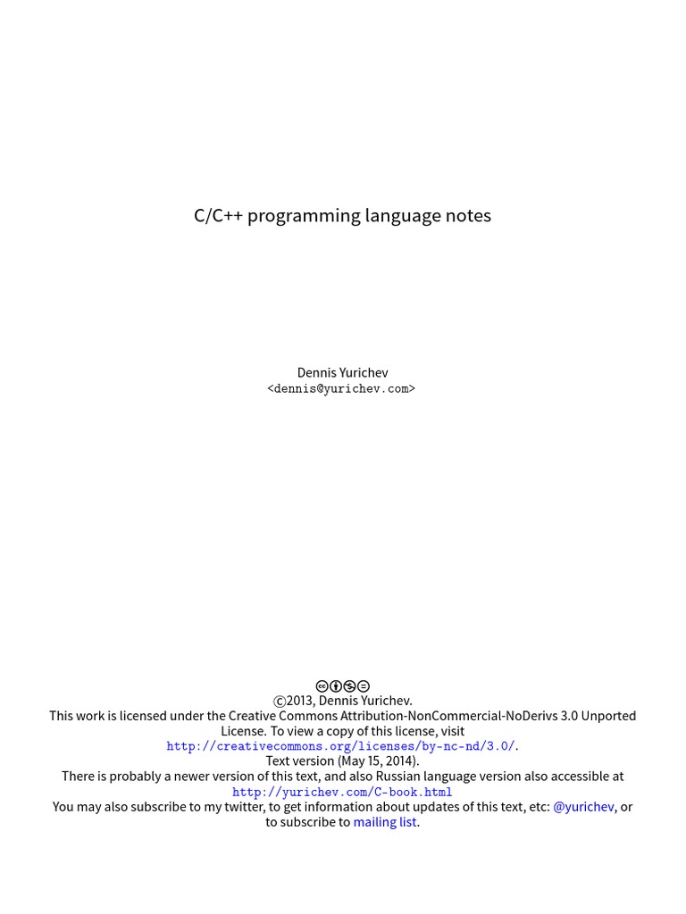 C Cplusplus Language Notes | PDF | C (Programming Language) | Pointer ...