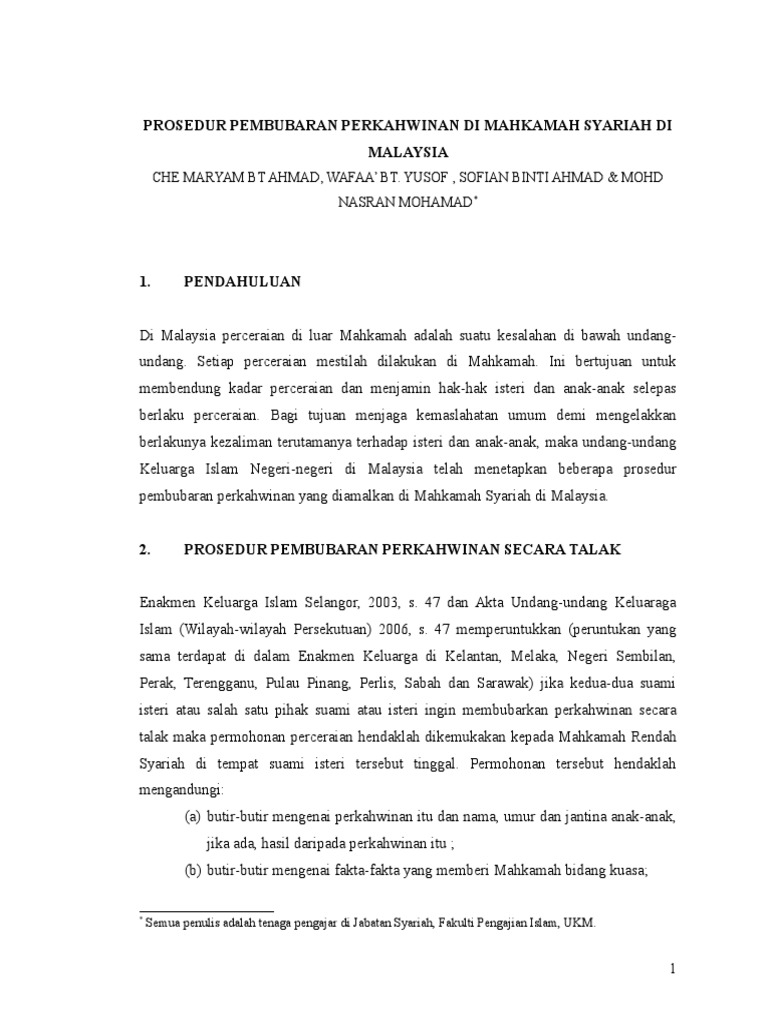 Prosedur Perceraian Di Mahkamah Syariah Malaysia III  PDF
