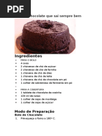 Bolo de Chocolate Que Sai Sempre Bem
