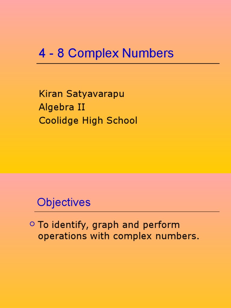 4-8 Complex Numbers | PDF