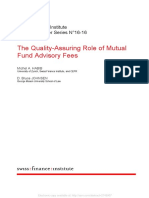 The Quality-Assuring Role of Mutual Fund Advisory Fees 