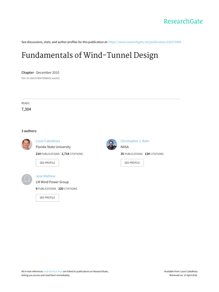 Wind Tunnel Design Fundamentals | PDF | Wind Tunnel | Reynolds Number