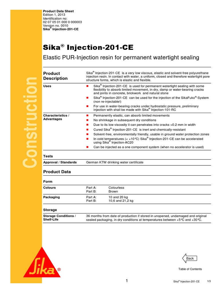 Sika Injection 201 Ce | PDF | Viscosity | Foam