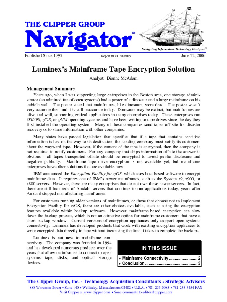 LUminex Mainframe Tape Encription Solution PDF PDF Backup