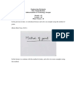 In The Previous Lecture, We Introduced Trusses and Solve An Example Using The Method of Joints