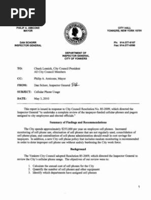 Yonkers Cell Phone Usage Report