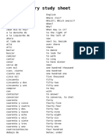 Study Sheet Vocabulary