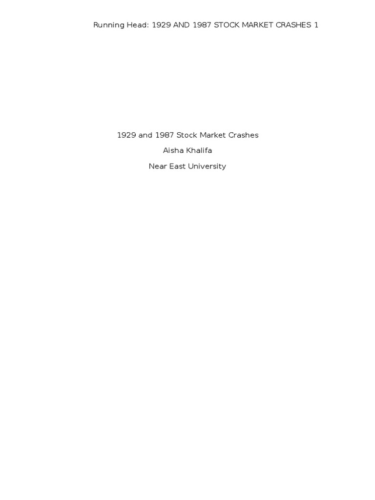 The Causes of The 1929 Crash PDF Financial Markets Stocks