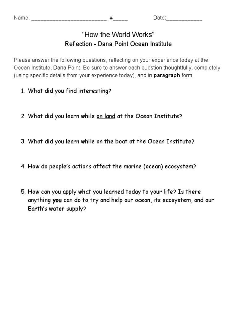 Student Reflection on Ocean Learning | PDF