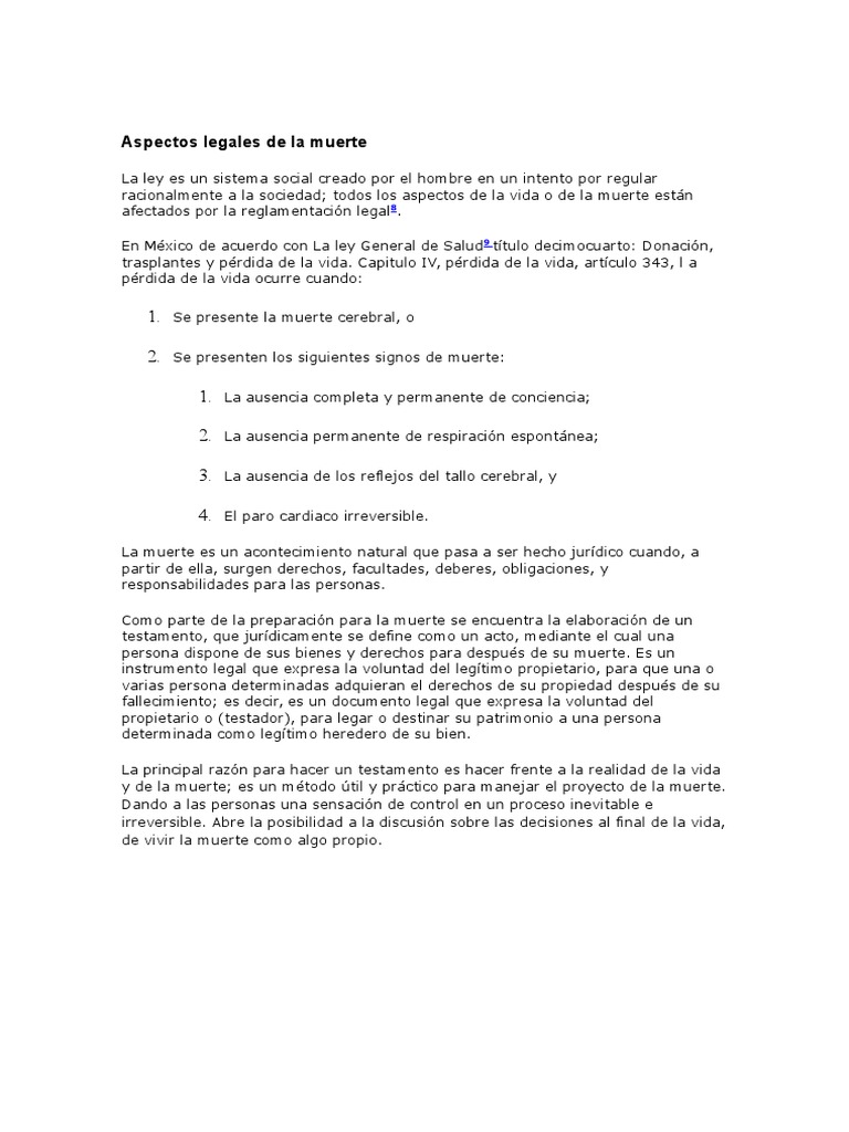 Aspectos Legales de La Muerte | PDF