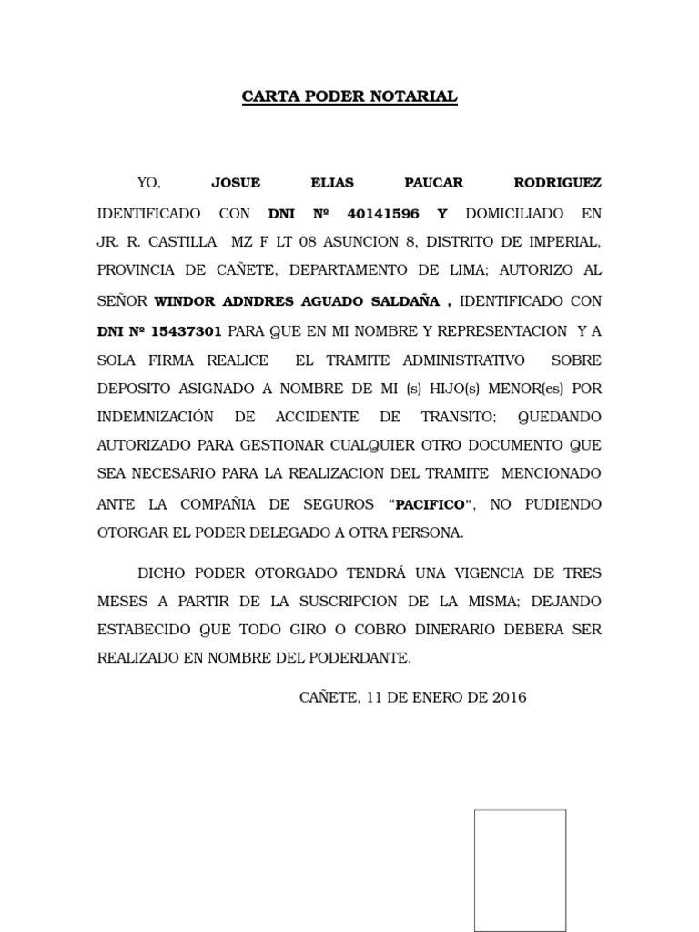 Carta Poder Notarial | PDF