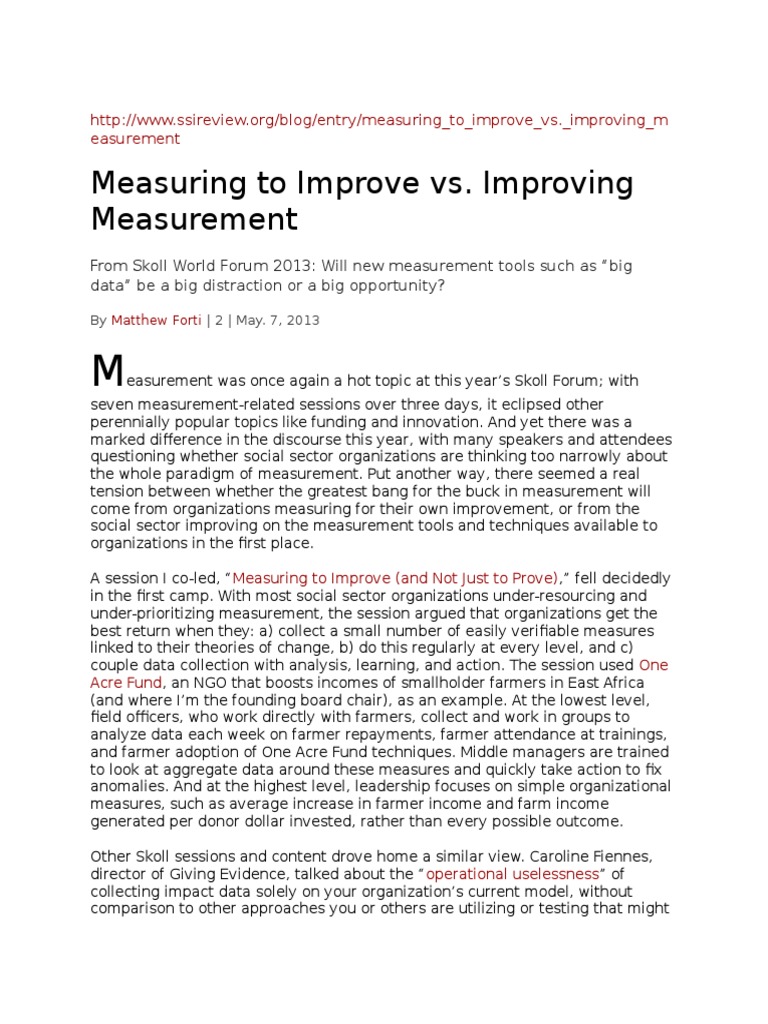 Measuring for Improvement in Social Impact | PDF | Big Data | Leadership