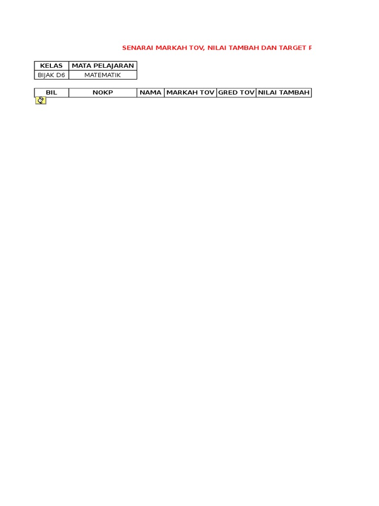 Markah TOV dan Target Pelajar Matematik | PDF