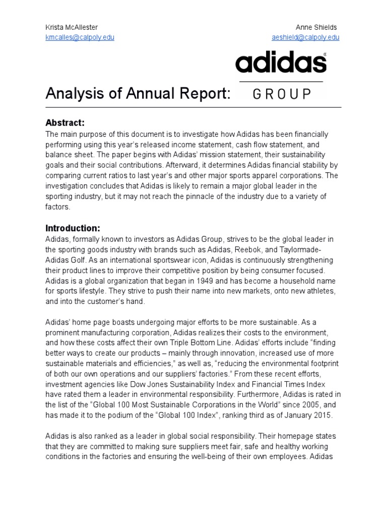 Analysis of Annual Report:: Abstract | PDF | Stocks | Investing