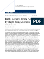 Rabbi Lerner's Home Attacked by Right-Wing Zionists