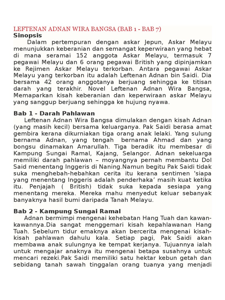 Leftenan Adnan Wira Bangsa Bab 1 7 Pdf