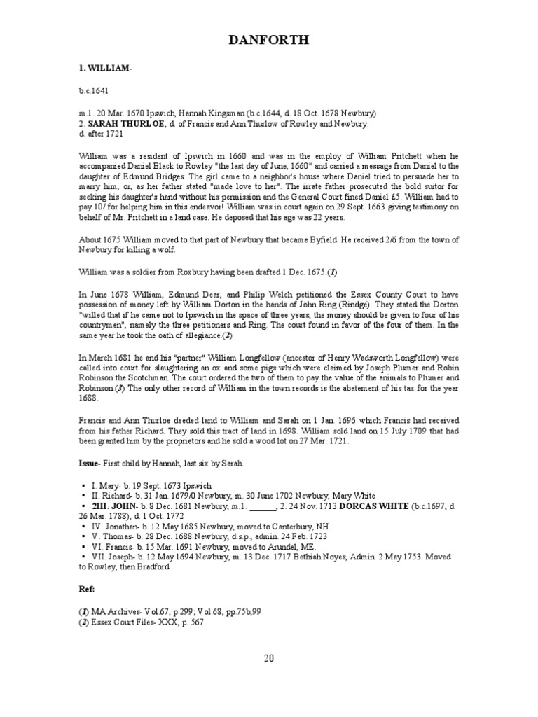 Danforth Genealogy | PDF | Violence