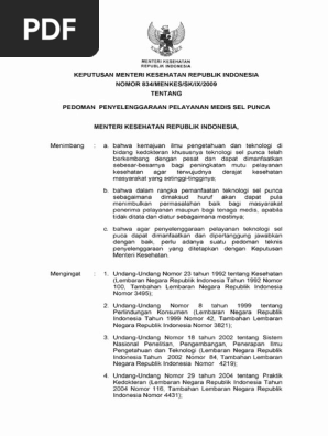 Kmk No 834 Ttg Pedoman Penyelenggaraan Pelayanan Medis Sel Punca Pdf Pdf