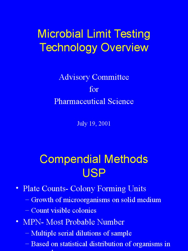 Microbial Limit Testing Overview | PDF